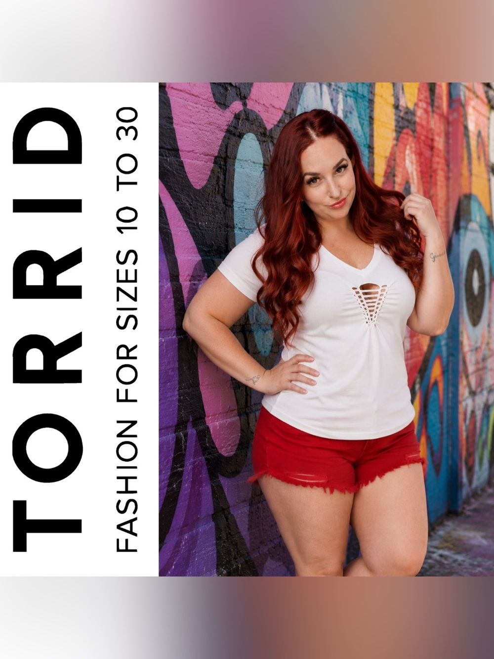 Torrid Nightfall Punk White Cotton Braided V-Neck White T-Shirt, Large, NWT!